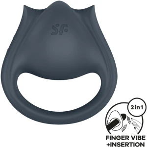SATISFYER - PERFECT PAIR 2 MULTIVIBRATEUR 2 EN 1 ANNEAU PÃNIS ET STIMULATEUR DE DOIGTS GRIS